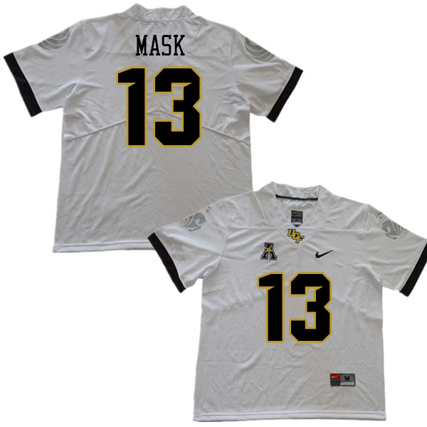 Men #13 DeJordan Mask UCF Knights College Football Jerseys Stitched Sale-White - Click Image to Close
